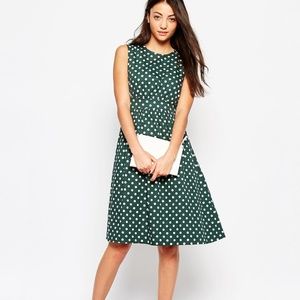 Modcloth Emily and Fin Lucy Green Polka Dot Dress